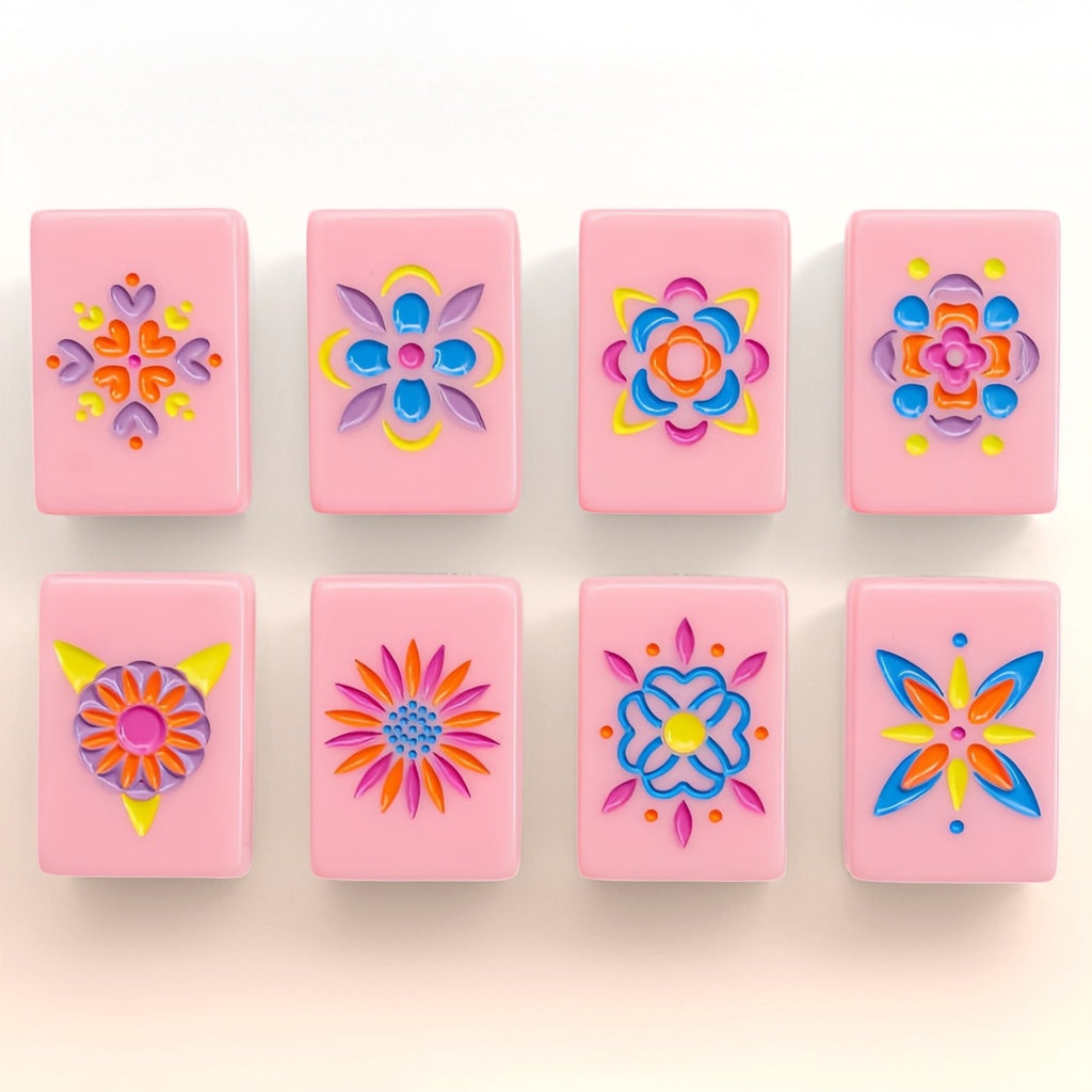Pink Blossom Mahjong Tiles