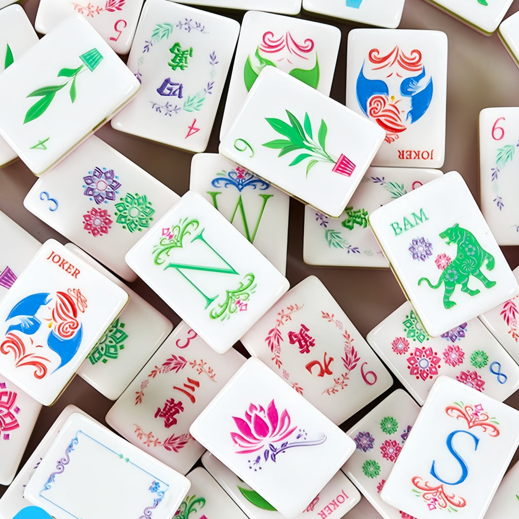 Floral Pink Mahjong Tiles