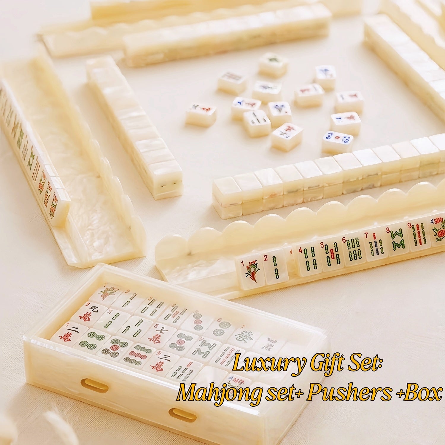 Collector’s Edition American Mahjong Set, Premium Jade Texture Mahjong Gift Set