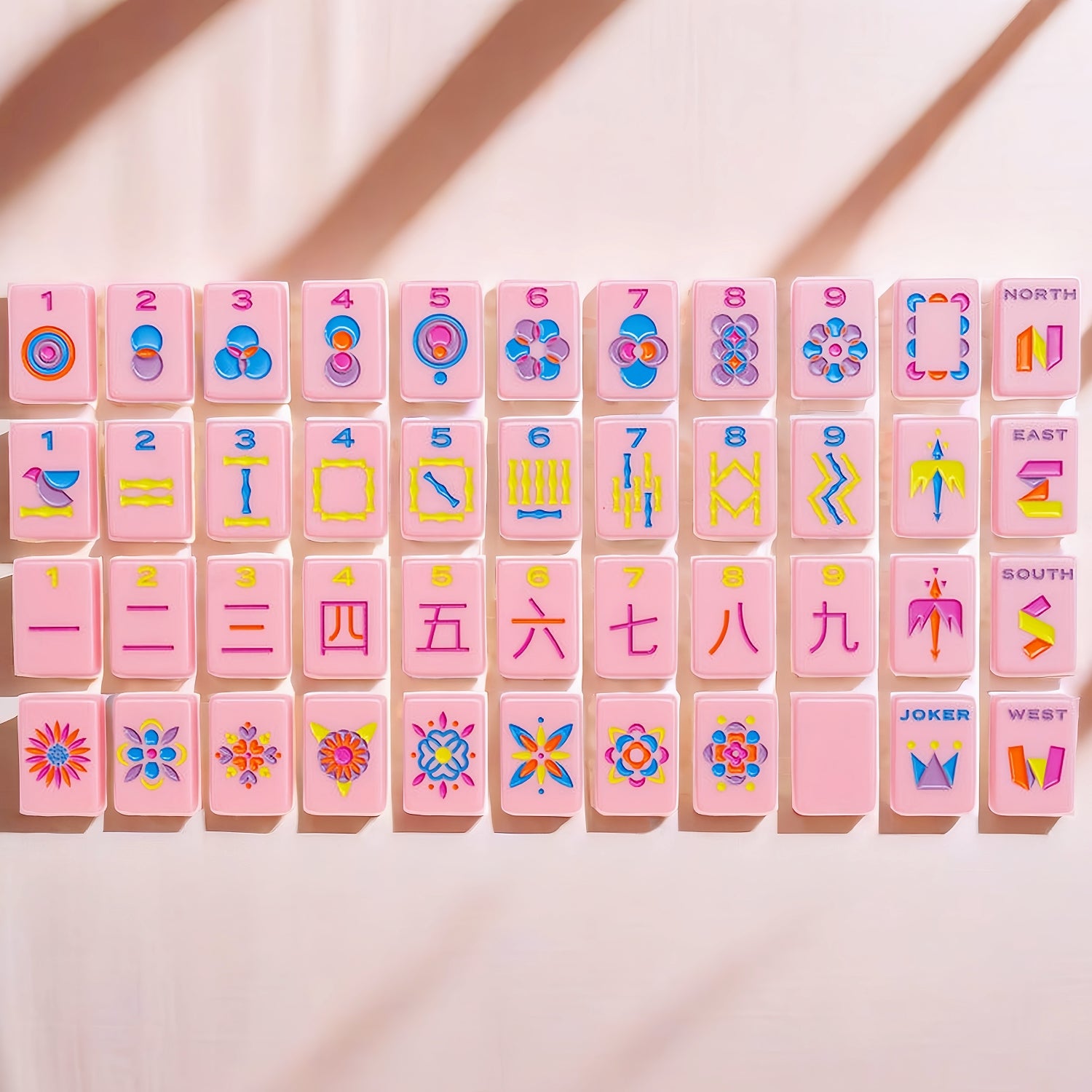 Pink Blossom Mahjong Tiles