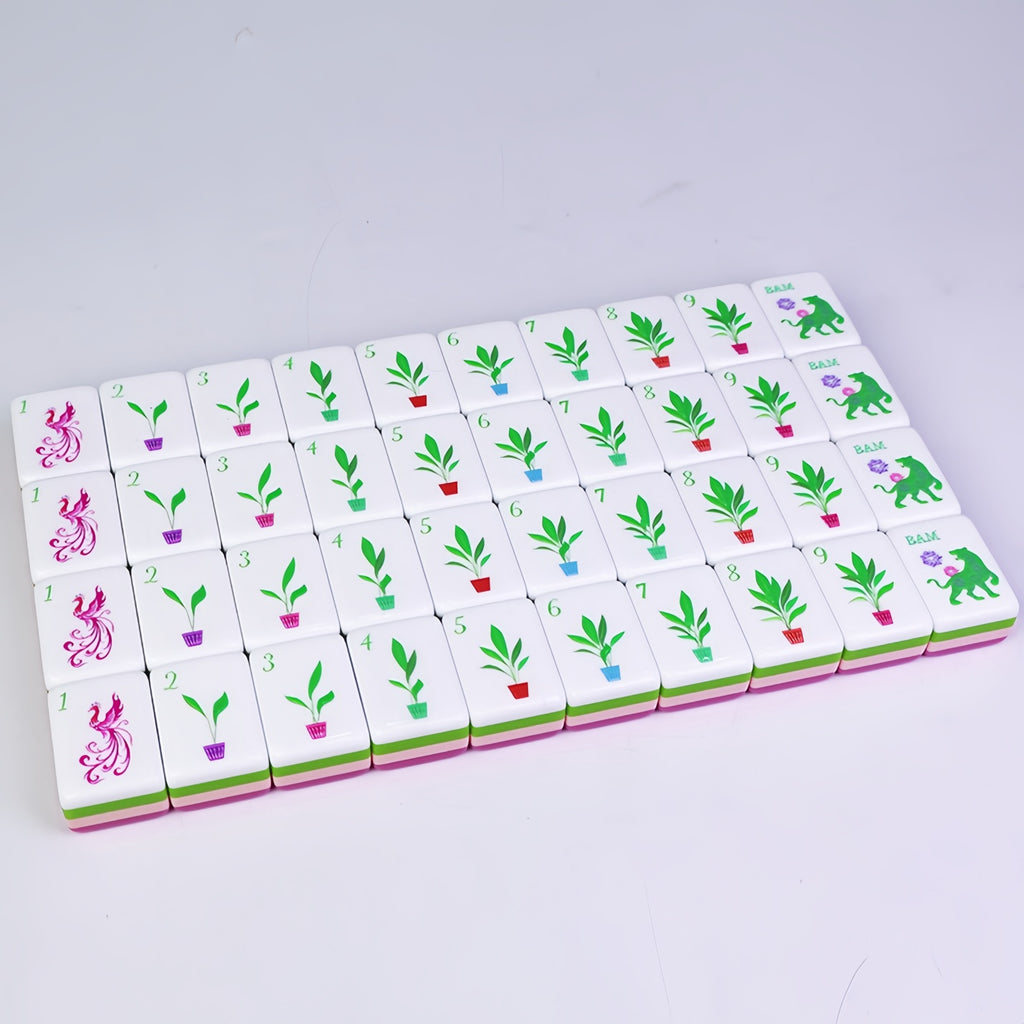Floral Pink Mahjong Tiles