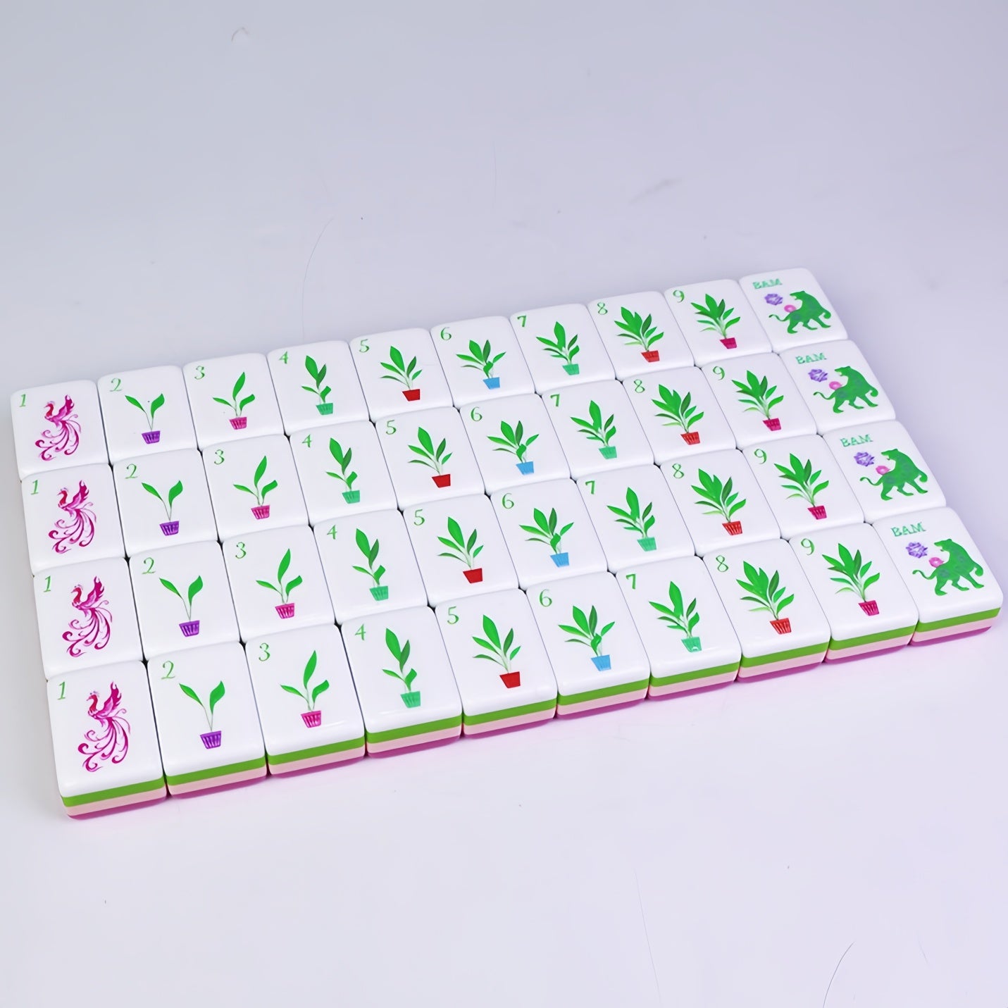Floral Pink Mahjong Tiles