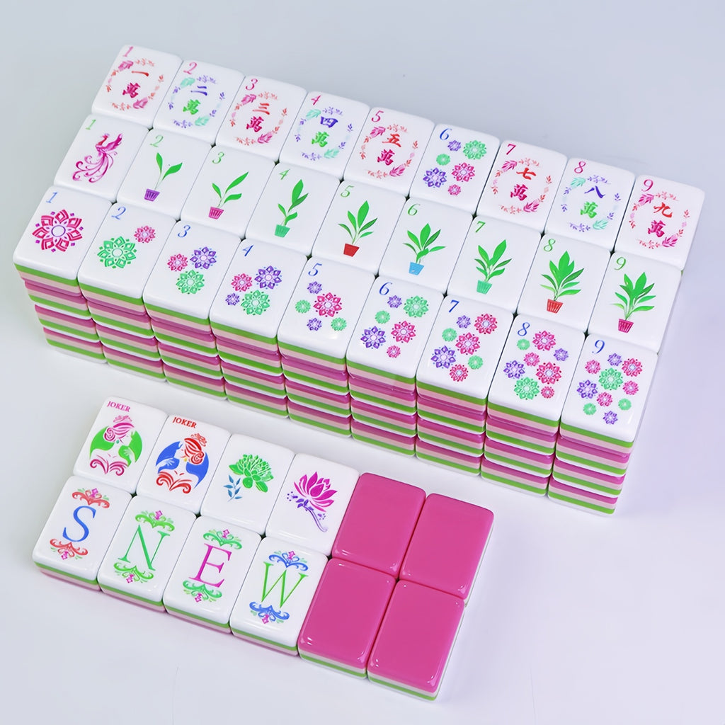 Floral Pink Mahjong Tiles