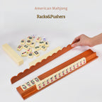 Wooden Mahjong Racks Set of 4 , 17.5 Inch, Natural Wood and Pink