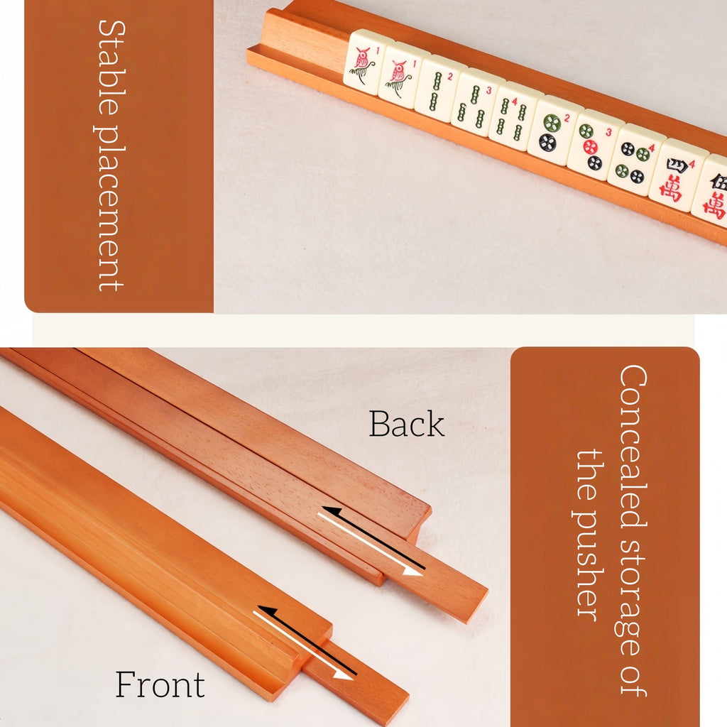 Wooden Mahjong Pushers Set of 4, with Storage Bag