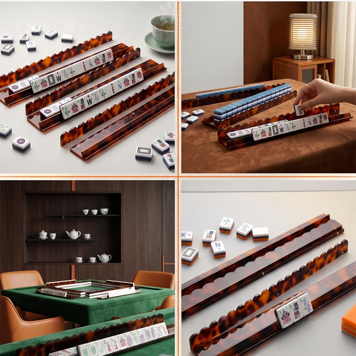 Premium Colorful Acrylic Mahjong Rack Set of 4, 5 Colors, 17.5inch and 20inch