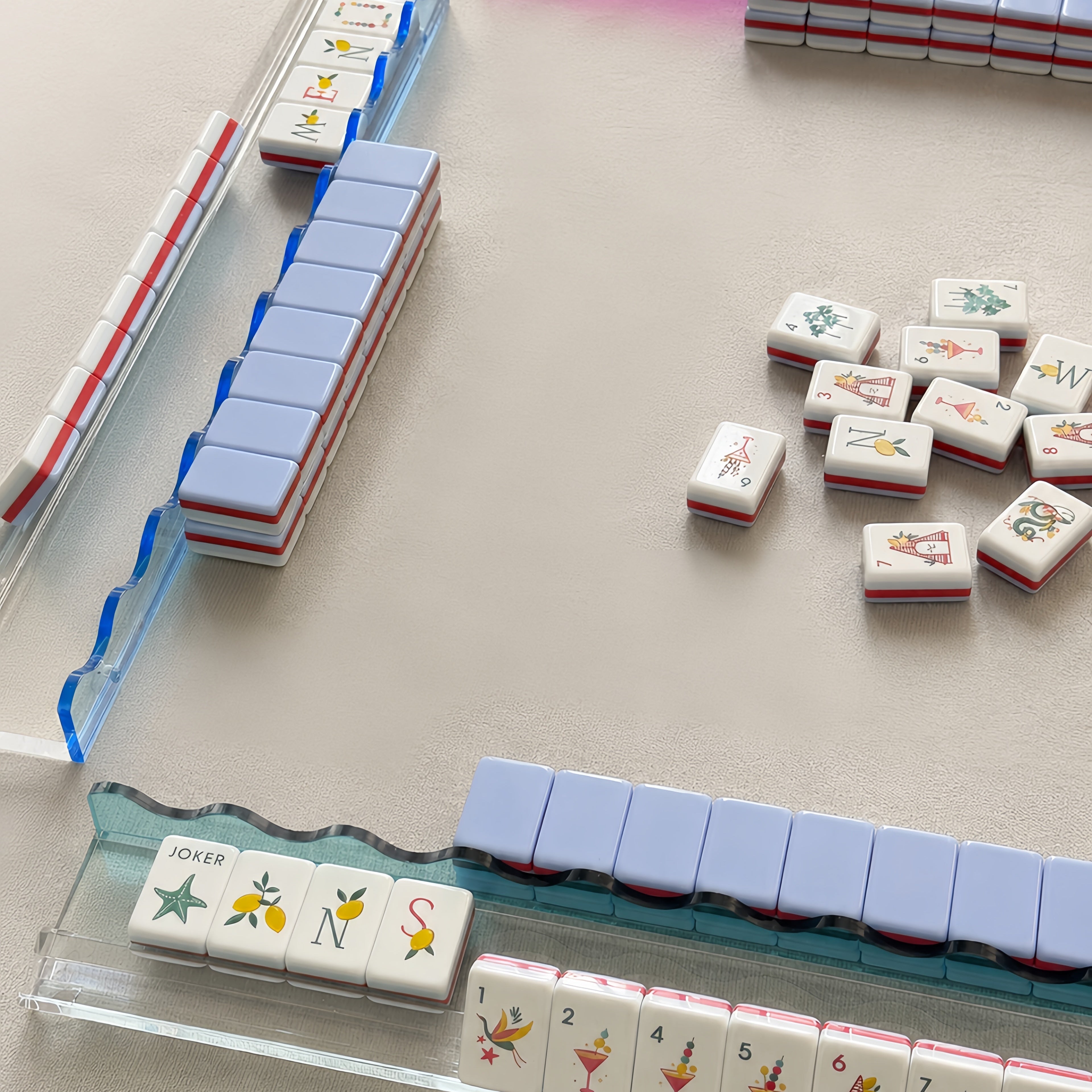 Acrylic Mahjong Racks Set of 4, 17.5 Inch, 5 Colors