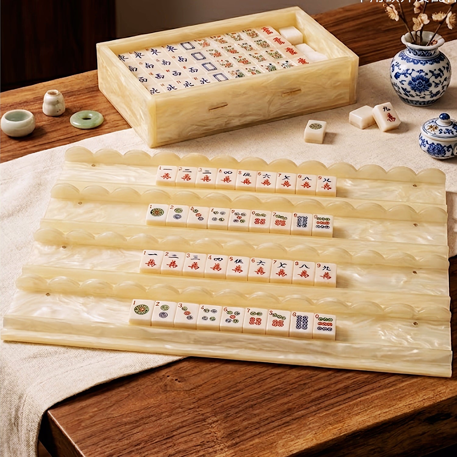 Collector’s Edition American Mahjong Set, Premium Jade Texture Mahjong Gift Set