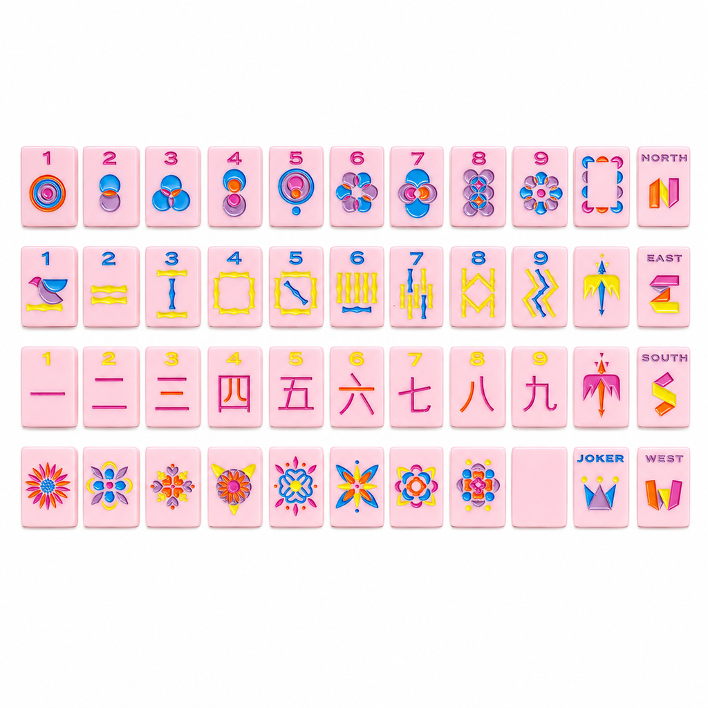 Pink Blossom Mahjong Tiles