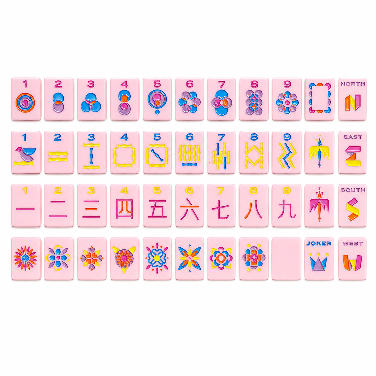Pink Blossom Mahjong Tiles