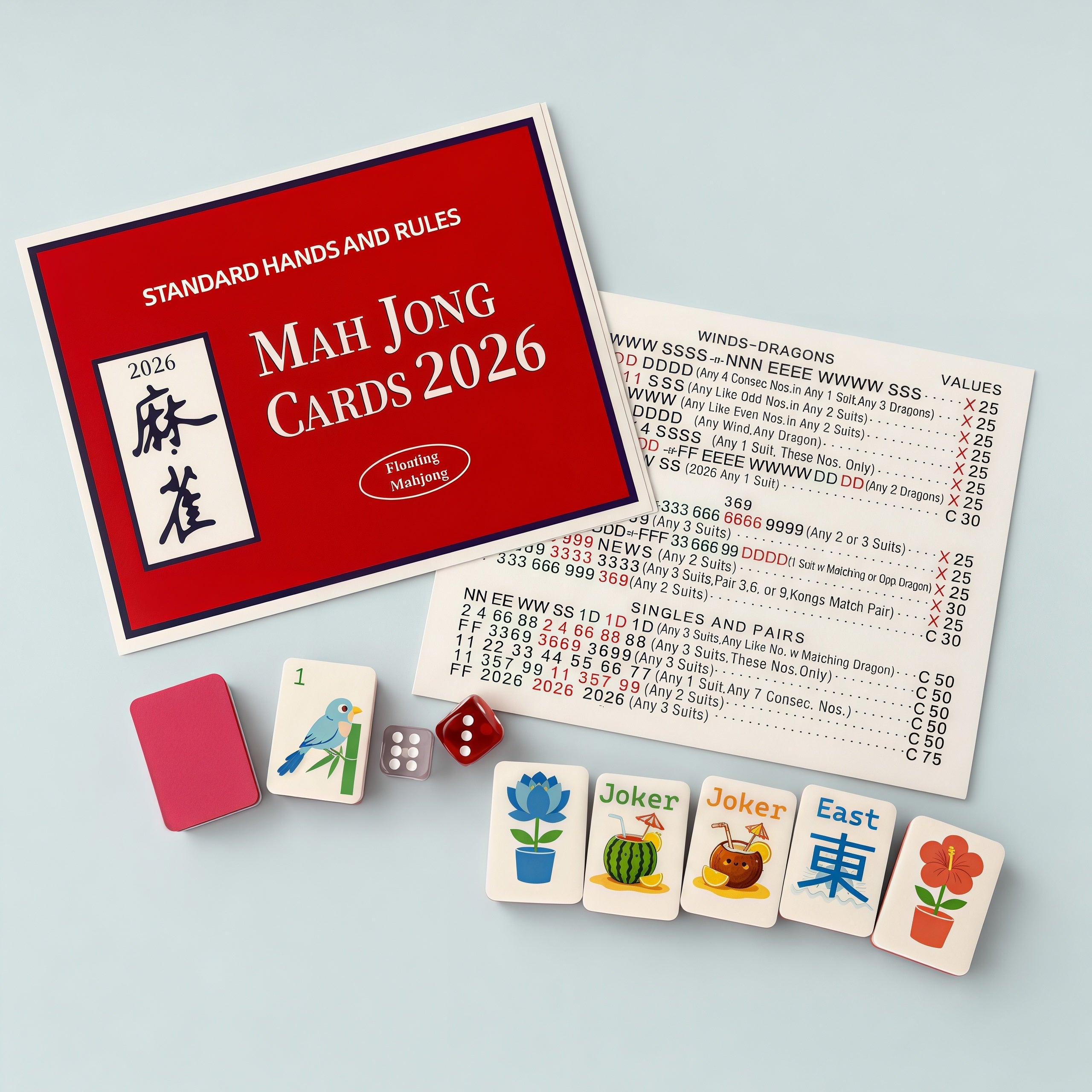 Pool Floating American Mahjong Set, Waterproof Portable Mahjong Game for Summer Vacation