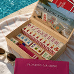 Pool Floating American Mahjong Set, Waterproof Portable Mahjong Game for Summer Vacation