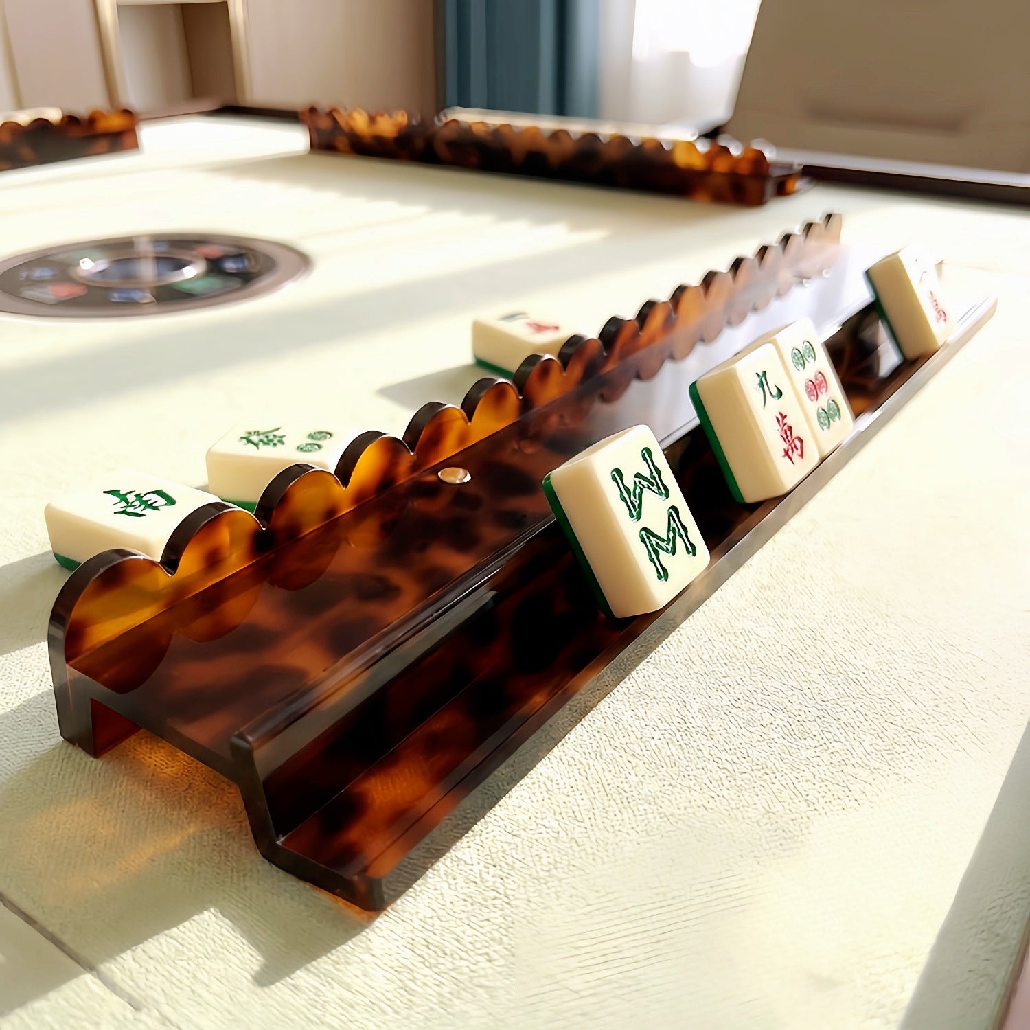 Tortoiseshell Mahjong Racks Set of 4, Clear, Blue, Leopard, Multiple Sizes