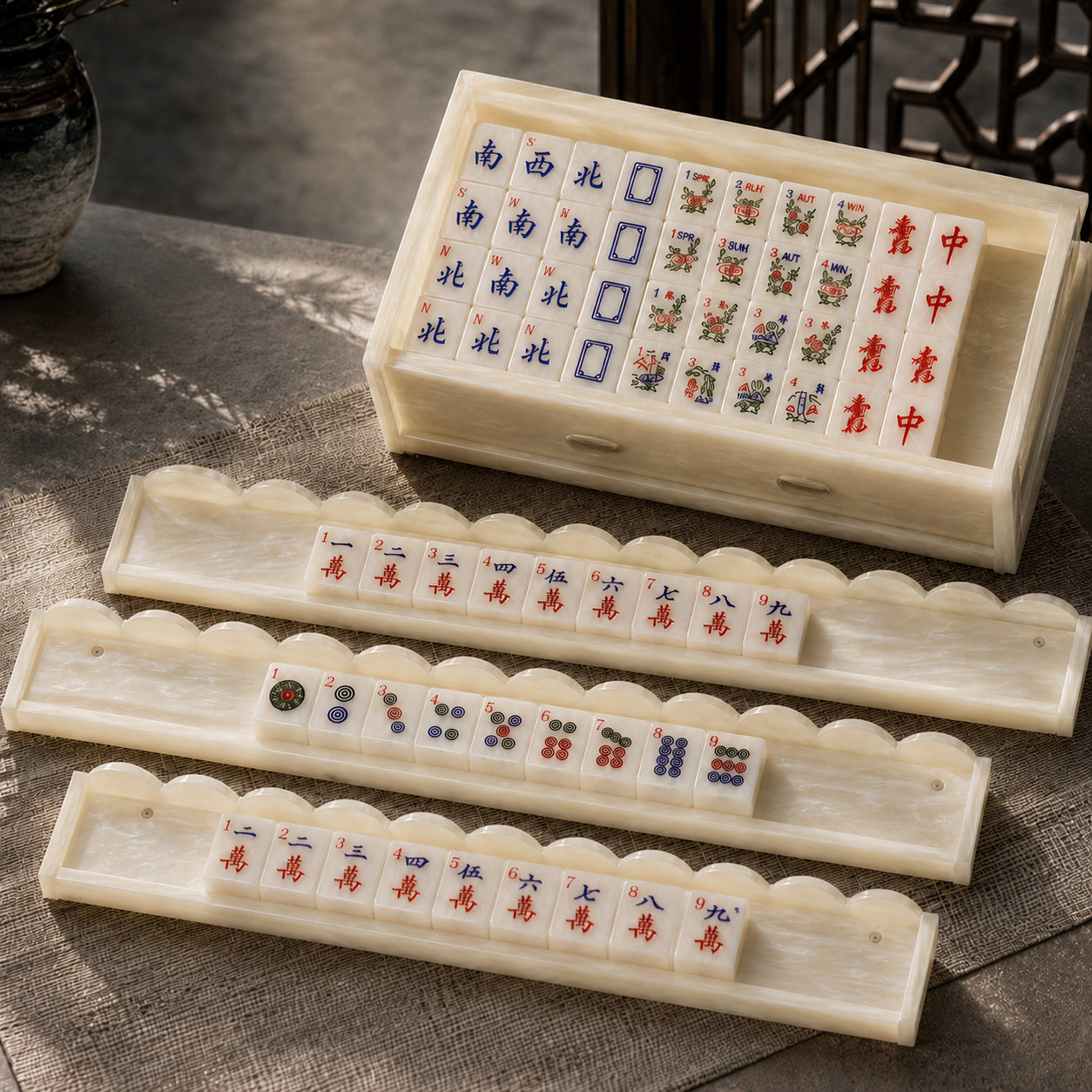 Collector’s Edition American Mahjong Set, Premium Jade Texture Mahjong Gift Set