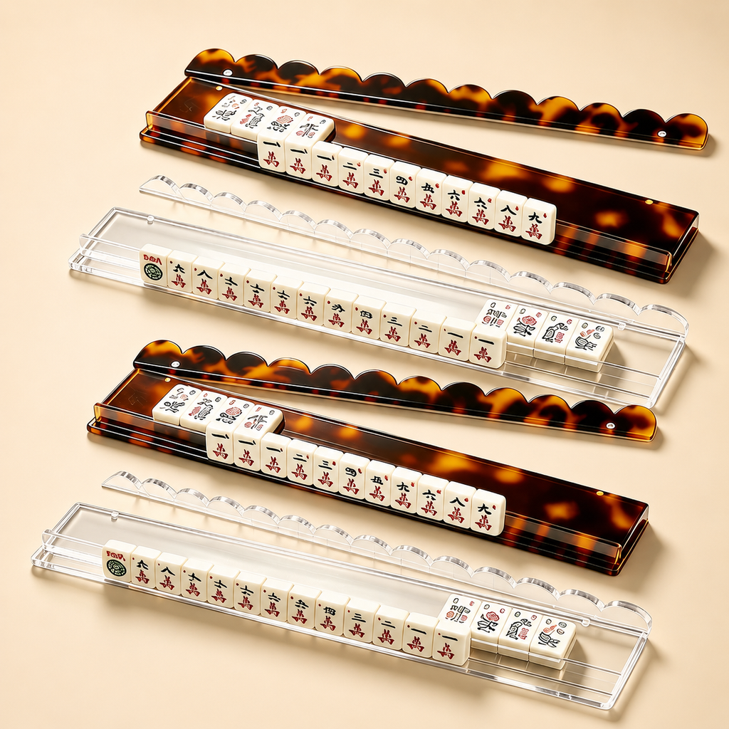 Tortoiseshell Mahjong Racks Set of 4, Clear, Blue, Leopard, Multiple Sizes
